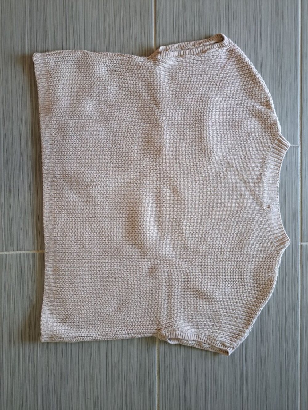 Lillusory Womens Beige Sleeveless Knit Boxy Fit Sweater Pocket M Cotton Minimali - Picture 7 of 7